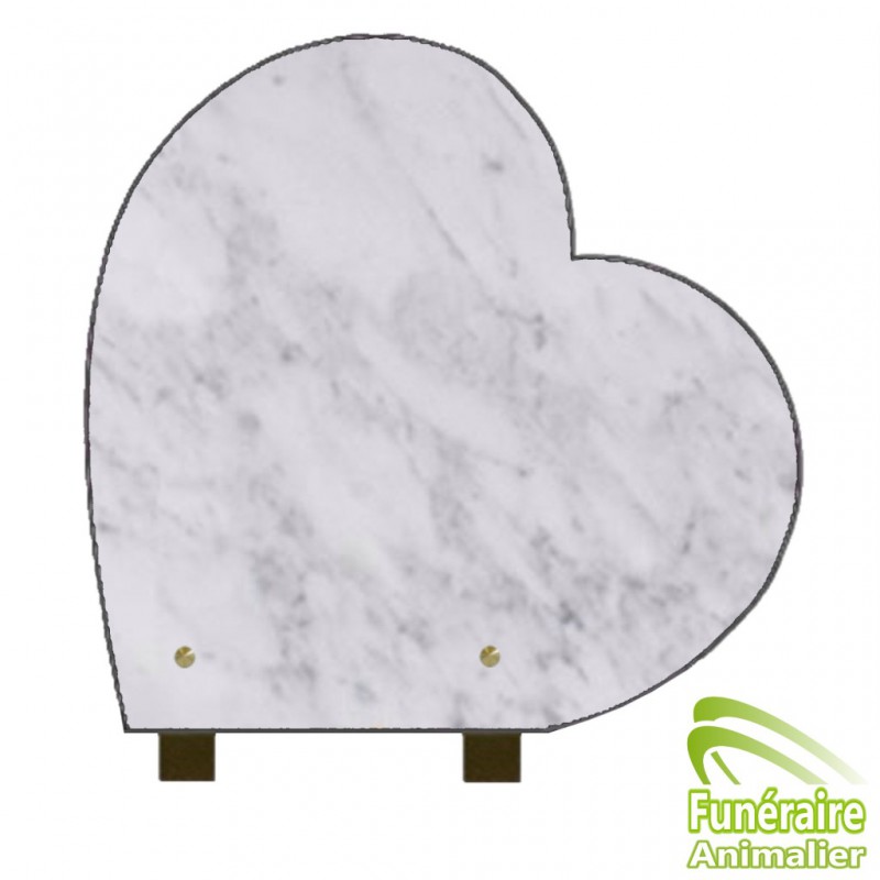 PLAQUE FUNÉRAIRE COEUR SUR PIEDS ALU MARBRE BLANC PLAQUE FUNÉRAIRE COEUR SUR PIEDS ALU MARBRE BLANC
