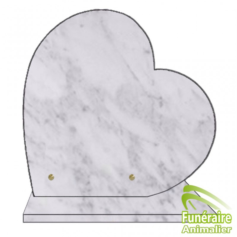 PLAQUE FUNÉRAIRE COEUR SUR SOCLE POUR ANIMAUX MARBRE BLANC PLAQUE FUNÉRAIRE COEUR SUR SOCLE POUR ANIMAUX MARBRE BLANC