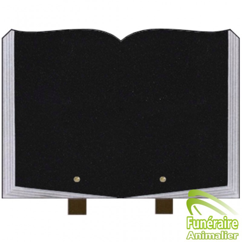 PLAQUE FUNÉRAIRE GRANIT LIVRE OUVERT SUR PIEDS POUR ANIMAUX NOIR MARLIN PLAQUE FUNÉRAIRE GRANIT LIVRE OUVERT SUR PIEDS POUR ANIMAUX NOIR MARLIN