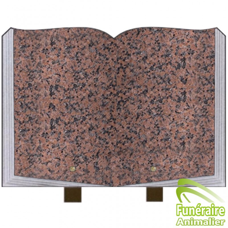 PLAQUE FUNÉRAIRE GRANIT LIVRE OUVERT SUR PIEDS POUR ANIMAUX ROSE CLARTE PLAQUE FUNÉRAIRE GRANIT LIVRE OUVERT SUR PIEDS POUR ANIMAUX ROSE CLARTE