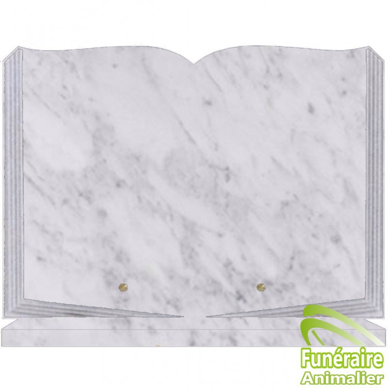 PLAQUE FUNÉRAIRE MARBRE BLANC LIVRE OUVERT SUR SOCLE POUR ANIMAUX PLAQUE FUNÉRAIRE MARBRE BLANC LIVRE OUVERT SUR SOCLE POUR ANIMAUX
